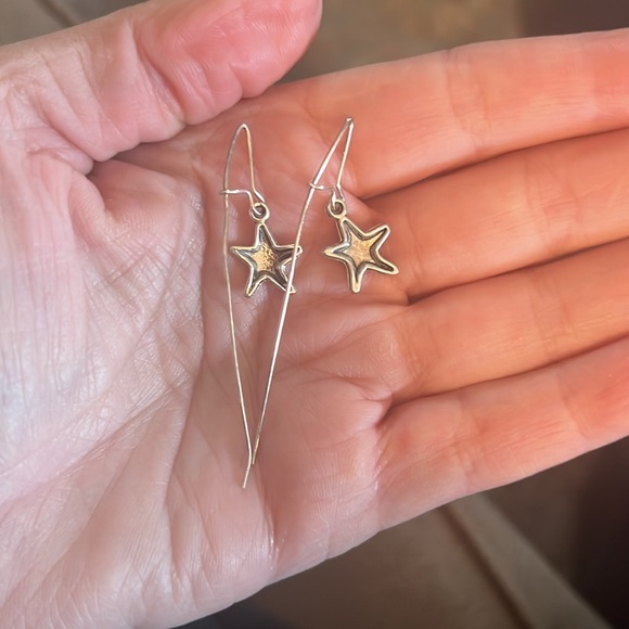 Silver Starfish Threader Drop Earrings, 2.5” - Picture 4 of 4